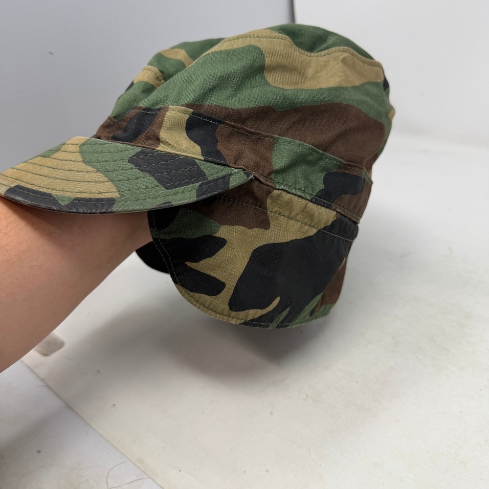 Propper International Patrol Cap Unisex 7 3/8 Woodland Camo Ear Flap EUC USA